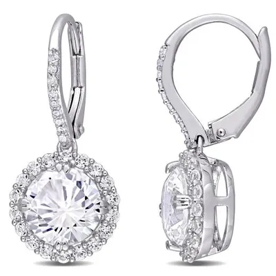Julianna B Sterling Silver Created White Sapphire & Diamond Leverback Earrings