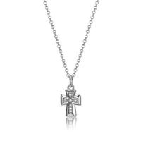 Elle "Scintillation" Small Cubic Zirconia Cross Necklace 18+2" Extension