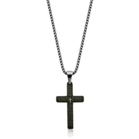 SteelX Stainless Steel 22" Black Cross Pendant