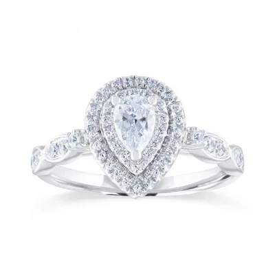 Diamond Revelations 14K White Gold 0.70CTW Pear Shaped Bridal Ring
