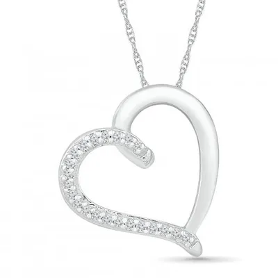 10K White Gold 0.05CTW Diamond Heart Pendant