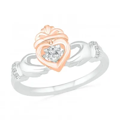 Sterling Silver & 10K Rose Gold Claddagh Ring