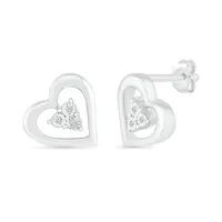 Sterling Silver 0.02CTW Diamond Heart Earrings