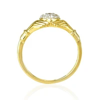 10K Yellow Gold Cubic Zirconia Claddagh Ring