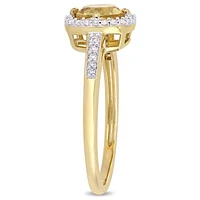 Julianna B 10K Yellow Gold Citrine and 0.14CTW Diamond Halo Ring