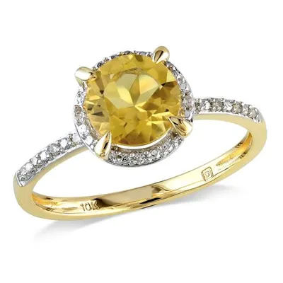 Julianna B 10K Yellow Gold Halo Diamond and Citrine Engagement Ring