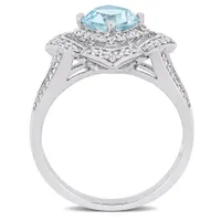 Julianna B Sterling Silver Sky Blue Topaz White & 0.20CTW Diamond Ring