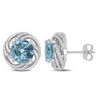 Julianna B Sterling Silver Sky Blue Topaz and White Topaz Stud Earrings