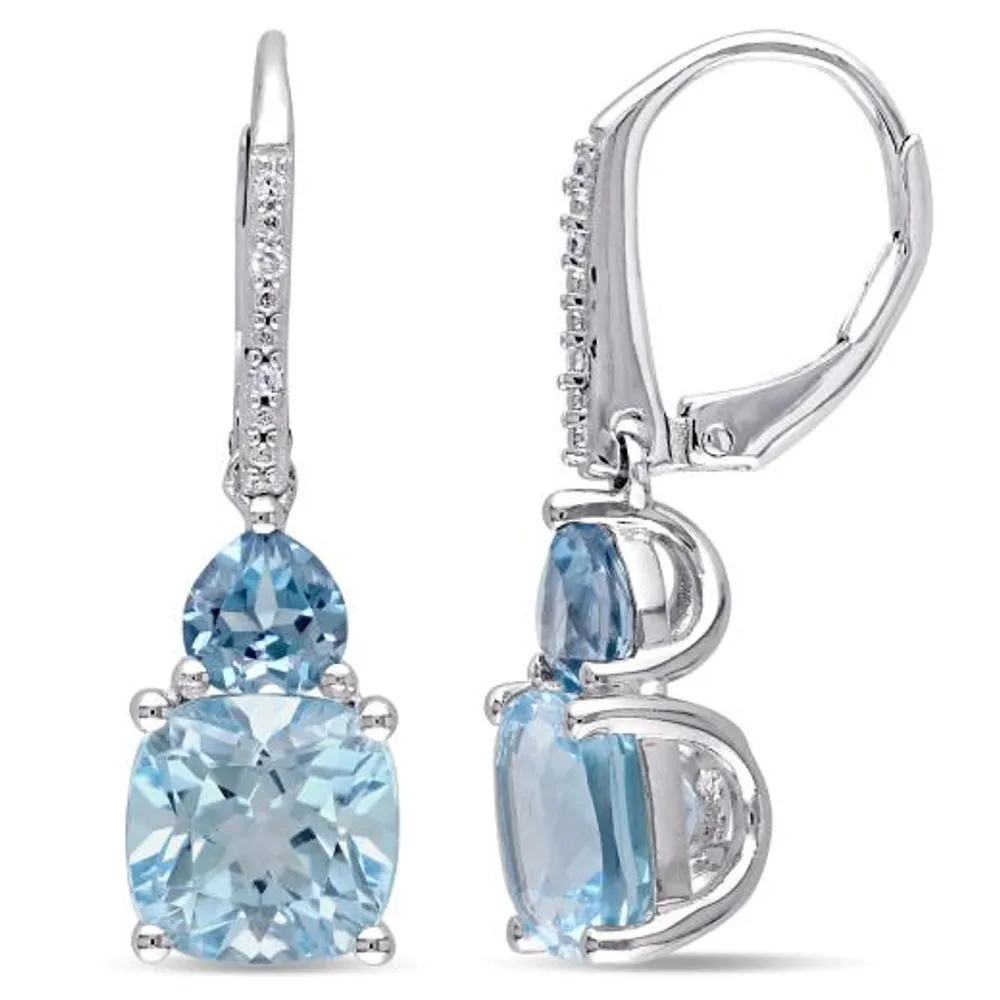 Julianna B Sterling Silver Sky Blue & London Blue Topaz & Diamond Earrings