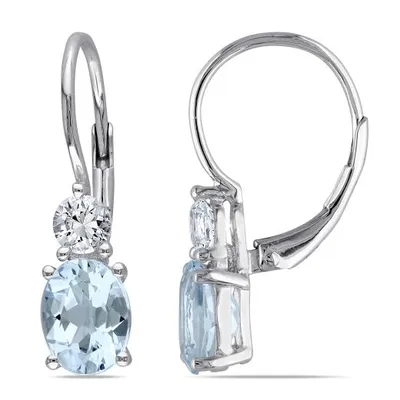 Julianna B Sterling Silver Blue Topaz & Created White Sapphire Earrings