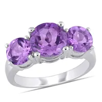 Julianna B Sterling Silver Amethyst Three-Stone Ring