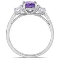 Julianna B Sterling Silver Amethyst & Created White Sapphire Ring