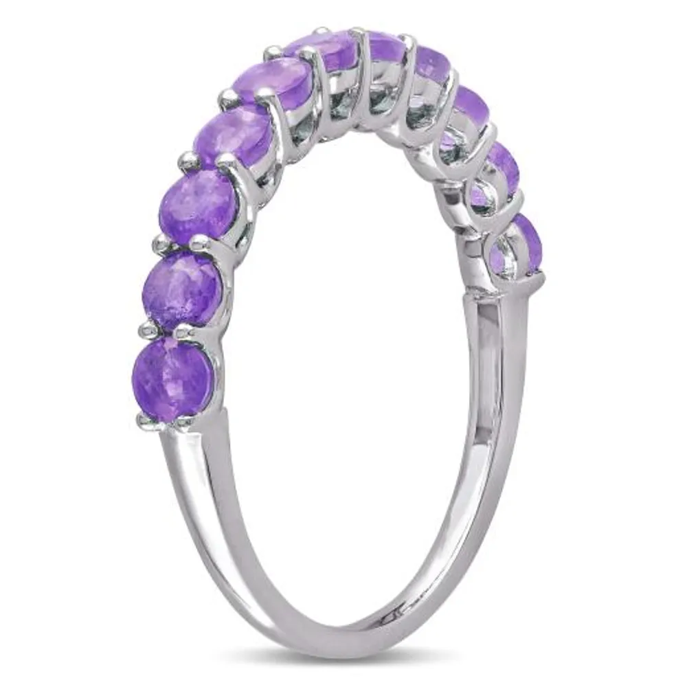 Julianna B Sterling Silver Amethyst Semi-Eternity Anniversary Ring