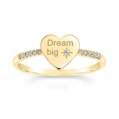 10K Yellow Gold Diamond Heart Ring