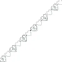 Sterling Silver Diamond Heart Bracelet