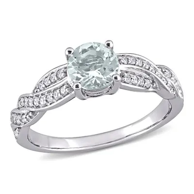 Julianna B 14K White Gold Aquamarine and Diamond Infinity Ring