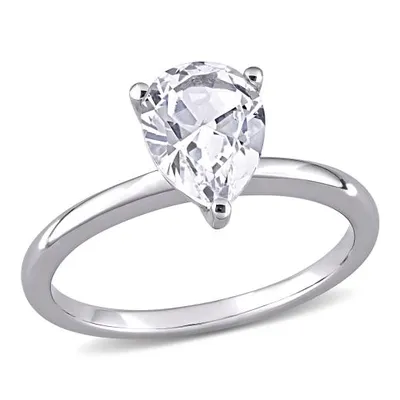 Julianna B 10K White Gold Pear Shape Created Sapphire Solitaire Ring