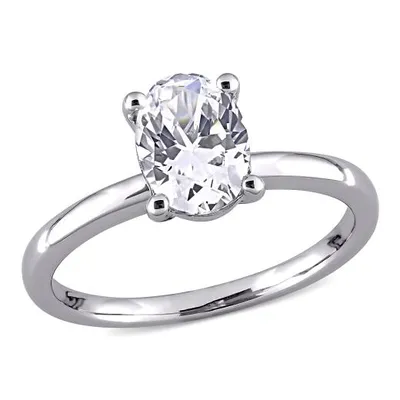 Julianna B 10K White Gold Oval Created Sapphire Solitaire Ring