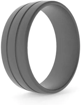 8mm Grey Grooved Silicone Band