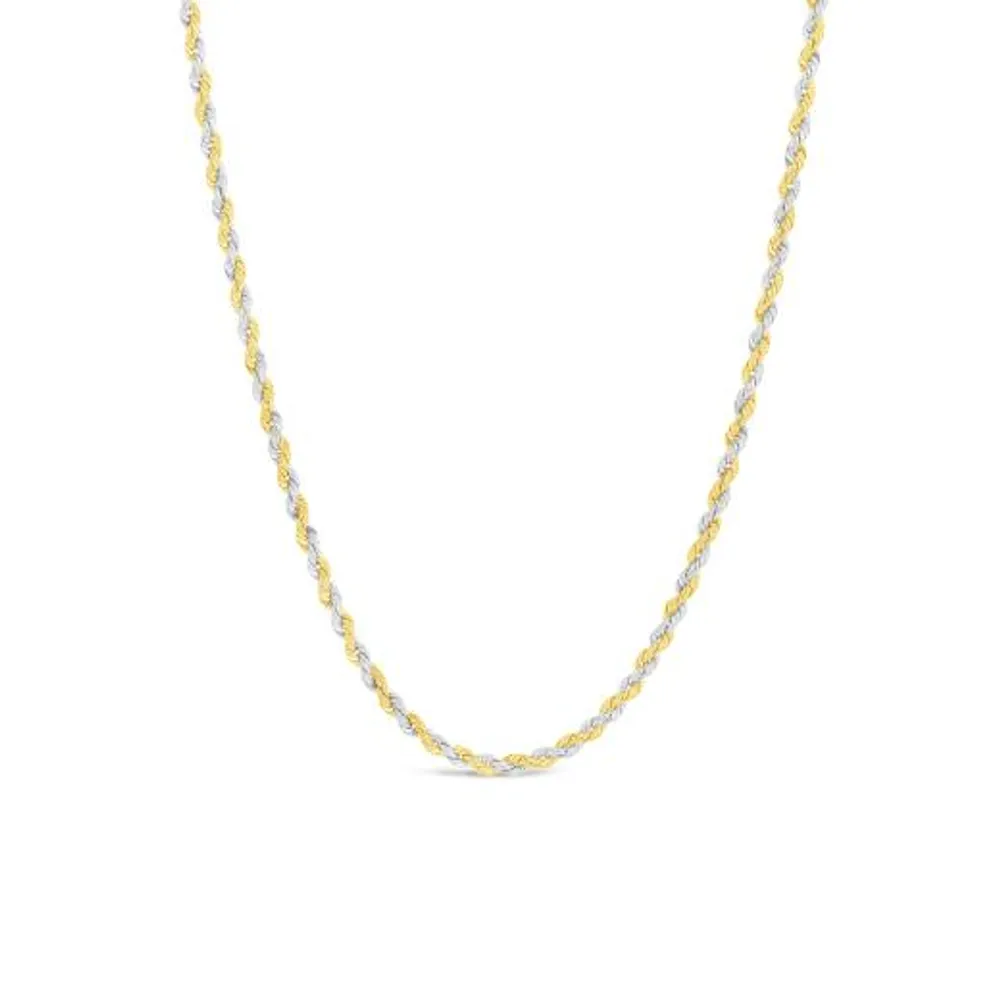 10K Yellow Gold with white accent 20" 2.0mm Rope Chain