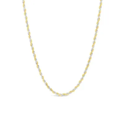 10K Yellow Gold with white accent 20" 2.0mm Rope Chain