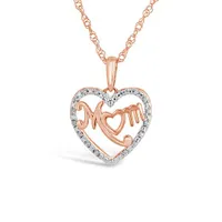 10K Rose Gold Heart 0.05CTW Diamond Mom Pendant