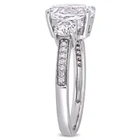 Julianna B 10K White Gold Created Sapphire and 0.07CTW Diamond Ring