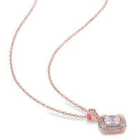 Julianna B Rose Plated Sterling Silver Created White Sapphire & Diamond Pendant