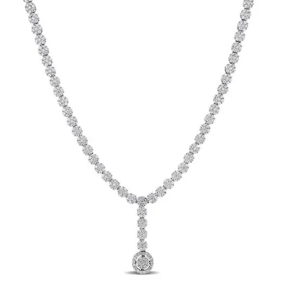 Sterling Silver Cubic Zirconia Lariat Necklace