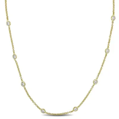 Julianna B Yellow Plated Sterling Silver Cubic Zirconia Station Necklace