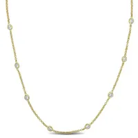 Julianna B Yellow Plated Sterling Silver Cubic Zirconia Station Necklace