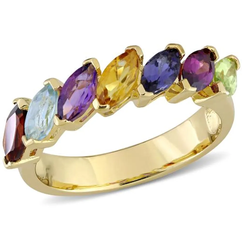 Julianna B Sterling Silver Multi-Gemstone Marquise Ring