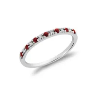 Les Bijoux 10K White Gold Ruby & 0.02CTW Diamond Ring