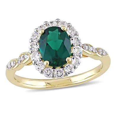 Julianna B 14K Yellow Gold Created Emerald, White Topaz & Diamond Ring