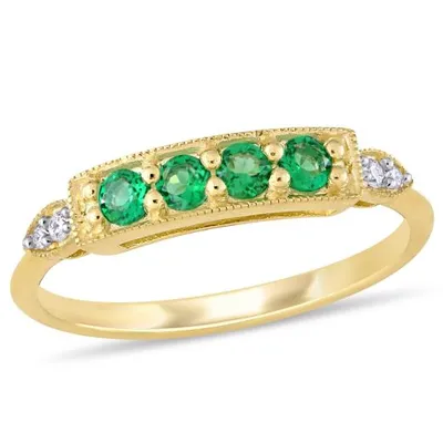 Julianna B 10K Yellow Gold Created Emerald & 0.04CTW Diamond Ring