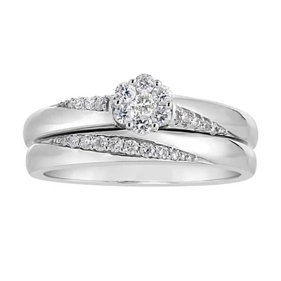 10K White Gold 0.25CTW Diamond Bridal Set