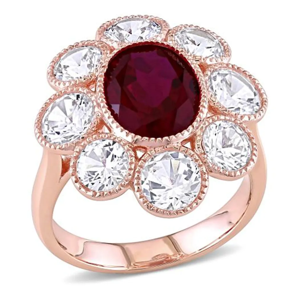 Julianna B 10k Rose Gold Created Ruby & White Sapphire Ring