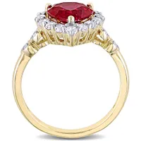 Julianna B 10k Yellow Gold Created Ruby, White Topaz & 0.02CTW Diamond Ring