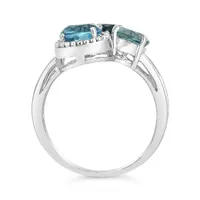 Sterling Silver Swiss, Sky & London Blue Topaz Ring