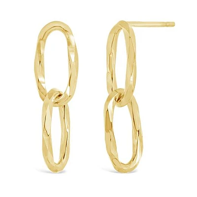 10K Yellow Gold Paperclip Link Earrings