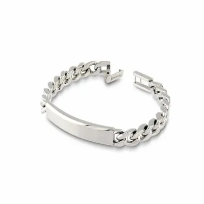Stainless Steel Curb Link 9.4mm Id Plate Bracelet