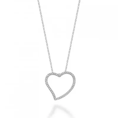 Les Bijoux 10K White Gold 0.19CTW Diamond Heart Necklace