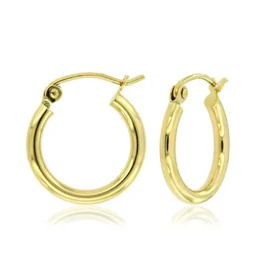 10K Yellow Gold 2x10mm Polish Hoop Earrings