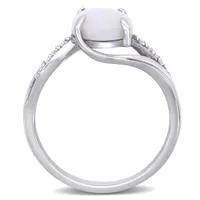 Julianna B Sterling Silver Opal & Diamond Ring