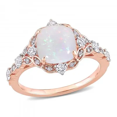 Julianna B 10K Rose Gold Opal & Diamond Ring
