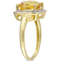Julianna B 10K Yellow Gold Citrine & Diamond Ring