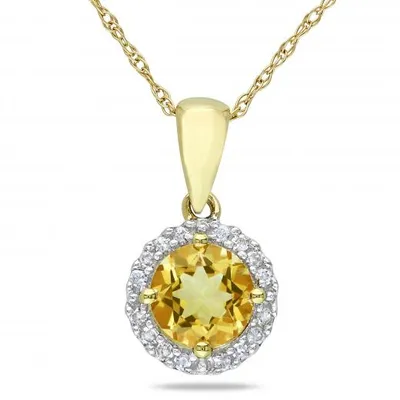 Julianna B 10K Yellow Gold Citrine & Diamond Necklace