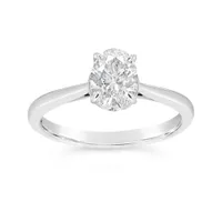 14K White Gold Lab Grown 1.00CT Diamond Oval Solitaire Ring