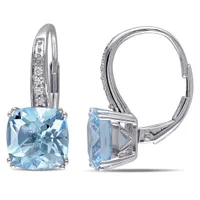 Julianna B 10K White Gold Sky Blue Topaz & 0.06CTW Diamond Earrings
