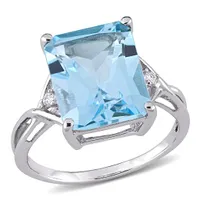 Julianna B Sterling Silver Sky Blue Topaz & White Ring